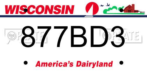 877BD3 Wisconsin License Plate