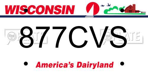 877CVS Wisconsin License Plate