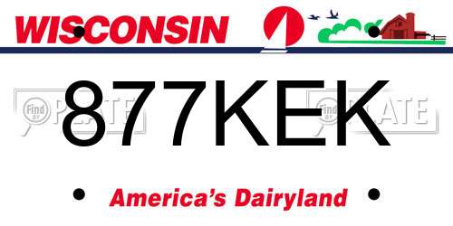 877KEK Wisconsin License Plate