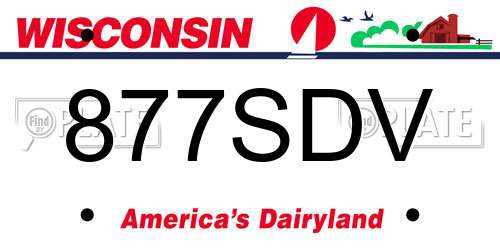 877SDV Wisconsin License Plate