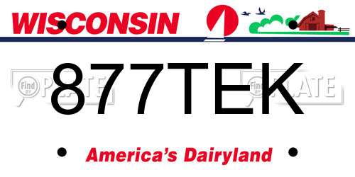 877TEK Wisconsin License Plate