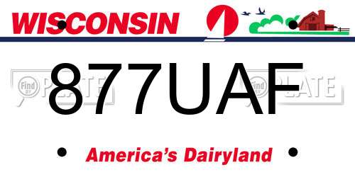877UAF Wisconsin License Plate