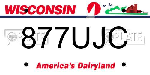 877UJC Wisconsin License Plate