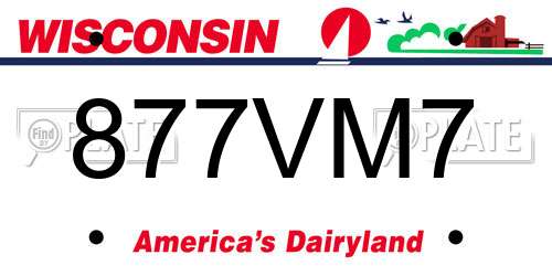 877VM7 Wisconsin License Plate