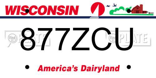 877ZCU Wisconsin License Plate