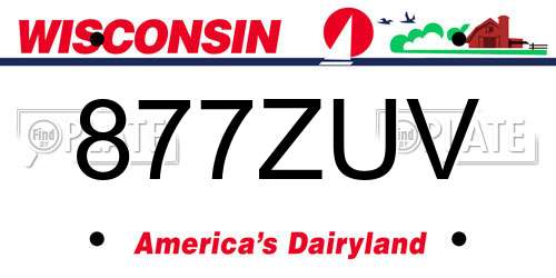877ZUV Wisconsin License Plate