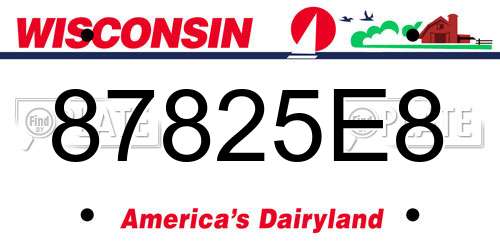 87825E8 Wisconsin License Plate