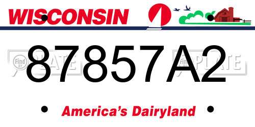87857A2 Wisconsin License Plate