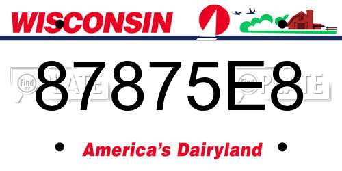 87875E8 Wisconsin License Plate