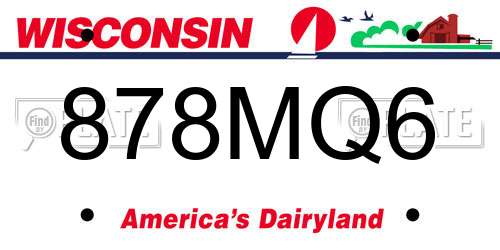 878MQ6 Wisconsin License Plate