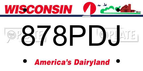 878PDJ Wisconsin License Plate