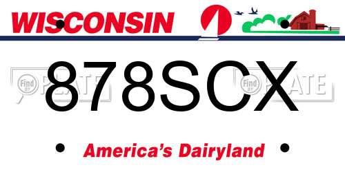 878SCX Wisconsin License Plate