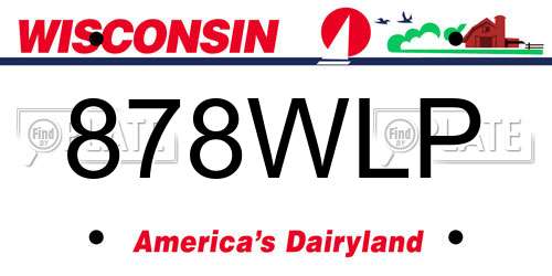 878WLP Wisconsin License Plate
