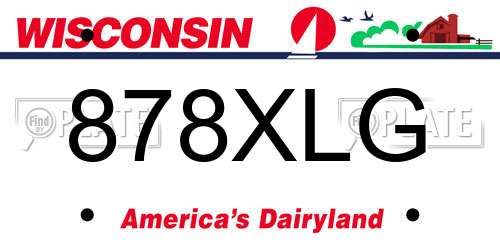 878XLG Wisconsin License Plate