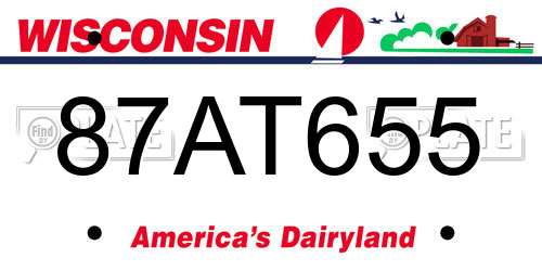 87AT655 Wisconsin License Plate