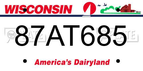 87AT685 Wisconsin License Plate