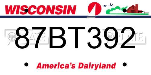 87BT392 Wisconsin License Plate
