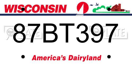 87BT397 Wisconsin License Plate