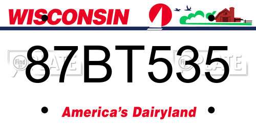 87BT535 Wisconsin License Plate