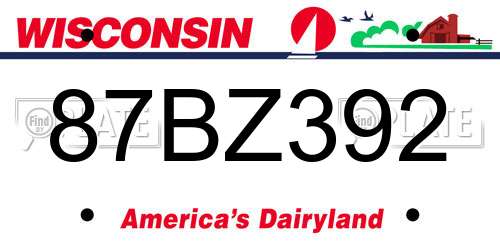 87BZ392 Wisconsin License Plate
