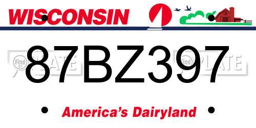 87BZ397 Wisconsin License Plate