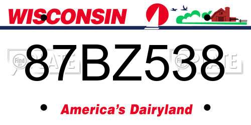 87BZ538 Wisconsin License Plate