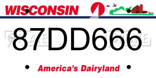 87DD666 Wisconsin License Plate