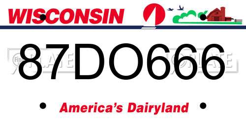 87DO666 Wisconsin License Plate