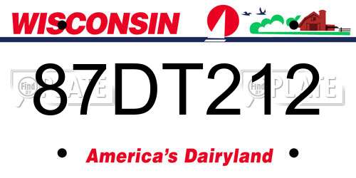 87DT212 Wisconsin License Plate