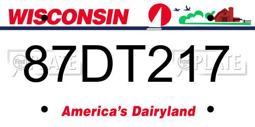 87DT217 Wisconsin License Plate