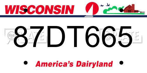 87DT665 Wisconsin License Plate