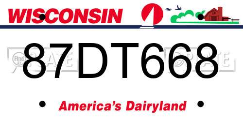87DT668 Wisconsin License Plate