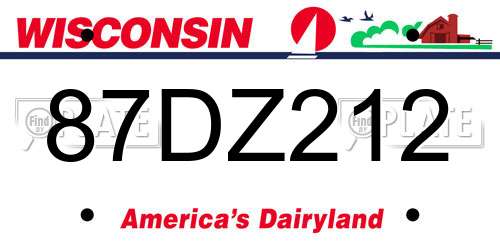 87DZ212 Wisconsin License Plate