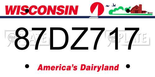 87DZ717 Wisconsin License Plate