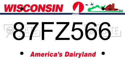 87FZ566 Wisconsin License Plate