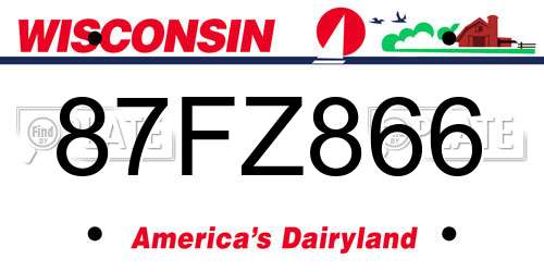87FZ866 Wisconsin License Plate