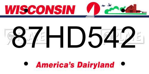 87HD542 Wisconsin License Plate