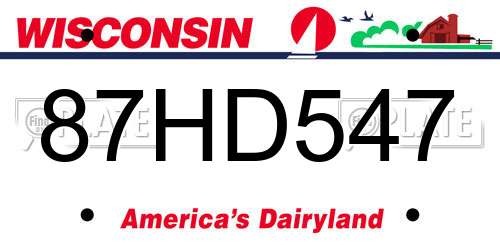 87HD547 Wisconsin License Plate