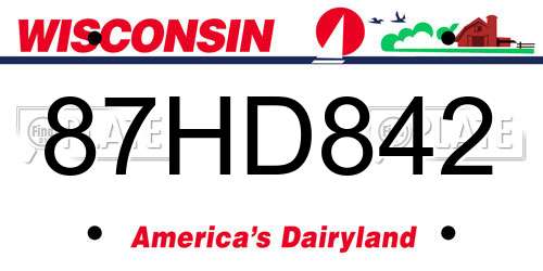 87HD842 Wisconsin License Plate