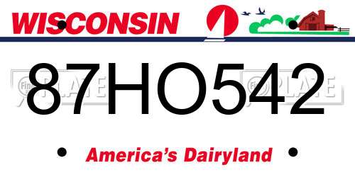 87HO542 Wisconsin License Plate