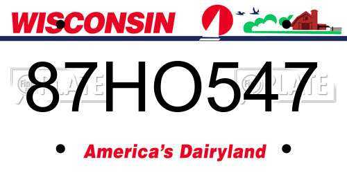 87HO547 Wisconsin License Plate