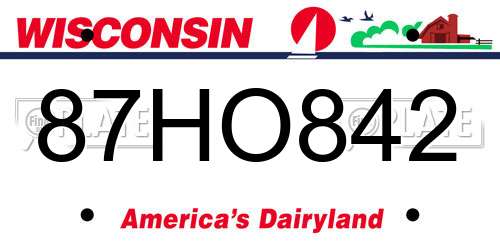 87HO842 Wisconsin License Plate
