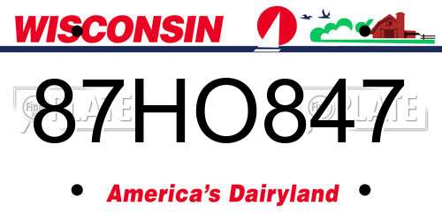 87HO847 Wisconsin License Plate
