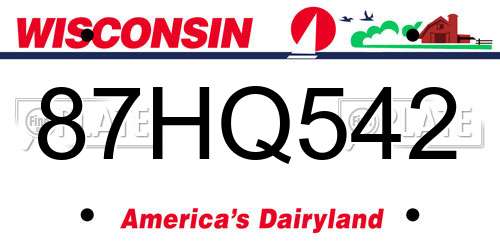 87HQ542 Wisconsin License Plate