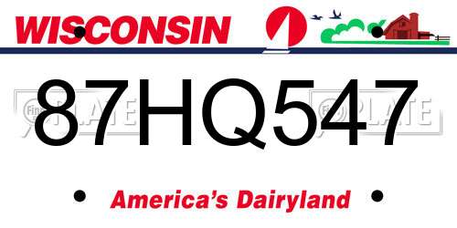 87HQ547 Wisconsin License Plate