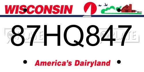 87HQ847 Wisconsin License Plate