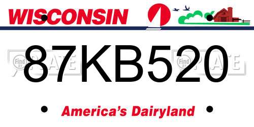 87KB520 Wisconsin License Plate