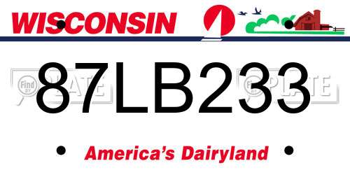 87LB233 Wisconsin License Plate