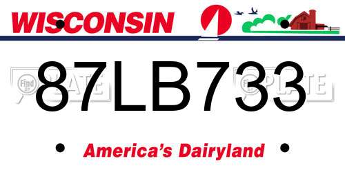 87LB733 Wisconsin License Plate