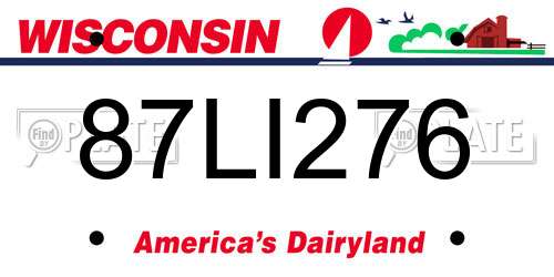 87LI276 Wisconsin License Plate